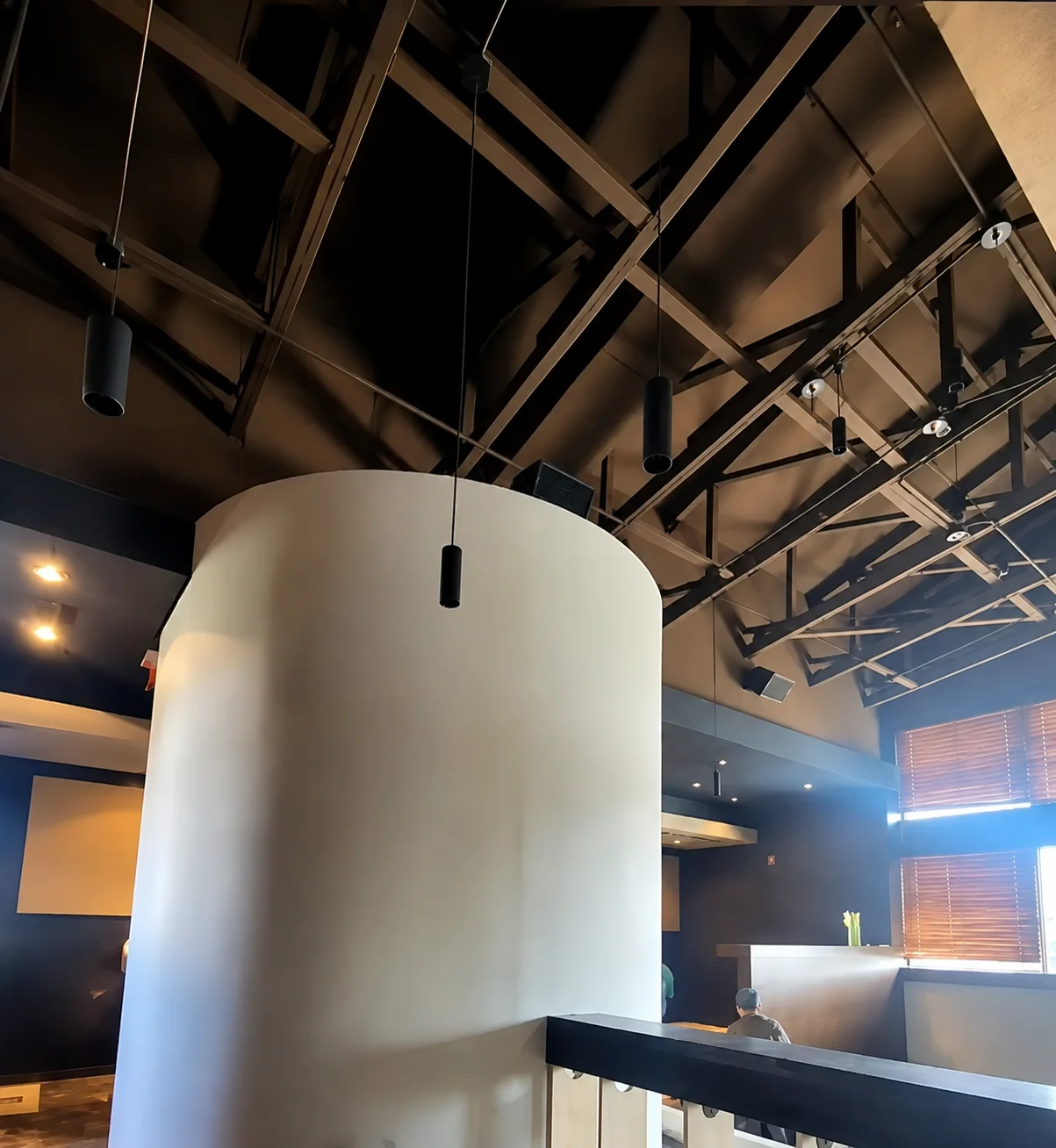 Commercial office interior with painted feature column