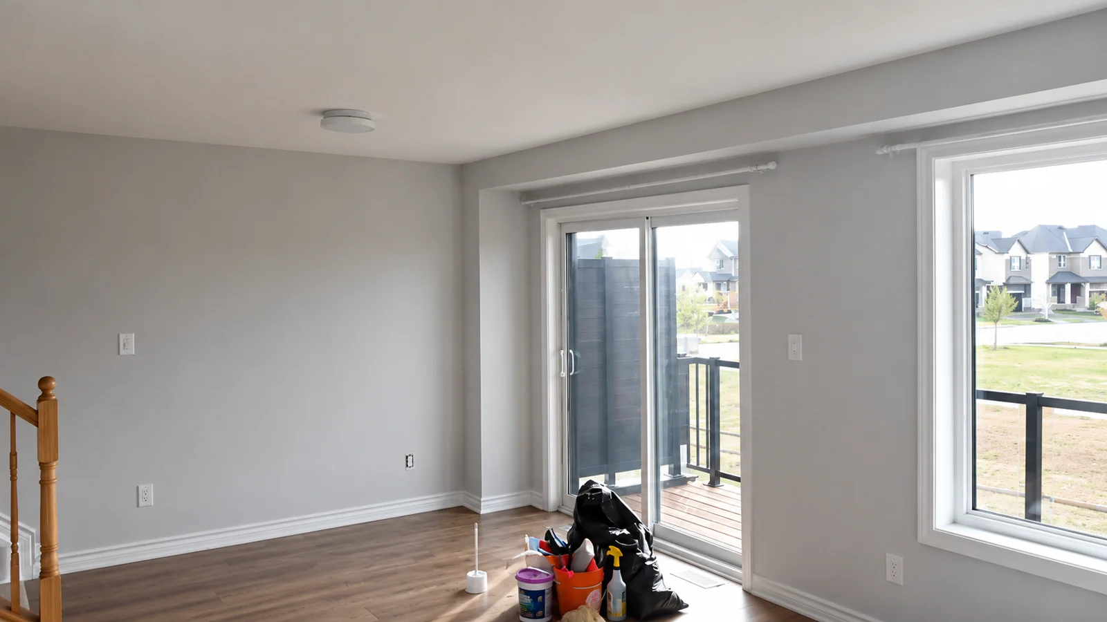 Repainted living room in soft grey